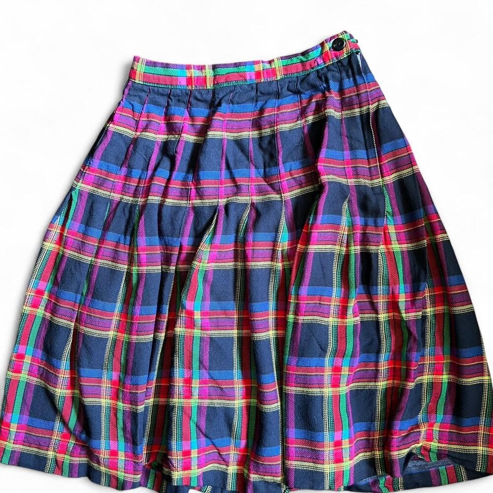 True Vintage 80s KGR Pleated‎ Plaid Skirt size 4